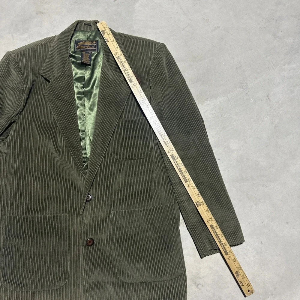 Vintage Eddie Bauer Green Corduroy Sports Jacket Blazer Men's SZ 40 Elbow Patch
